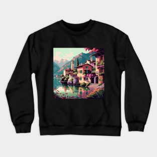 Colorful Lakeside Flower Villa Crewneck Sweatshirt